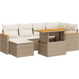 vidaXL 7-dijelni set vrtnih sofa s jastucima bež od poliratana bagrem | shoptok.hr