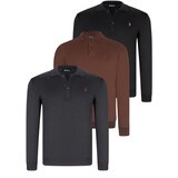 Dewberry TRIPLE SET V4007 MEN'S SWEATSHIRT-BLACK-NAVY-BROWN Cijene