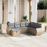 Maison Chic Seti vrtnega pohištva - Vrtna garnitura - Vrtni pohištvo set 7-delna z blazinami bež poli ratan, (21807096) | Shoptok.si