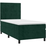  box spring s madracem LED tamnozeleni 100x200 cm baršun | shoptok.hr