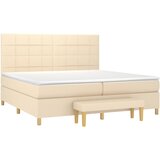  Krevet s oprugama i madracem krem 200 x 200 cm od tkanine | shoptok.hr