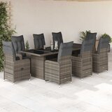  9-dijelni vrtni bistro set od poliratana s jastucima sivi Siva | shoptok.hr