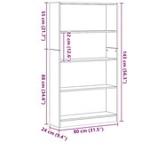  Polica za knjige s 4 etaže crni hrast 80x24x143 cm inženjerski drvo | shoptok.hr