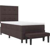  Krevet s kutijom s madracem i klupom tamno smeđe boje 80x200 cm Tkanina | shoptok.hr