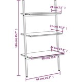  Naslanjajuća polica s 3 razine tamnosmeđa-crna 64x34x116 cm | shoptok.hr