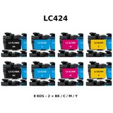  Dvojni komplet kompatibilnih kartuš za Brother LC424 za DCP-J1200W, DCP-J1200WE – 2×BK/C/M/Y, 8 kos Cene