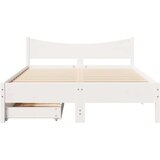 vidaXL Posteljni okvir s predali bel 135x190 cm trdna borovina | Shoptok.si