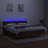  Box spring postelja z vzmetnico LED temno rjava 180x200cm blago, (20895037) | Shoptok.si