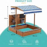 Kinder Home Dečiji drveni peskarnik za igru sa podesivim krovom i dodacima – Playpen Mill, staza za autiće | Eponuda.com