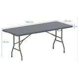  Vrtna miza 180 x 74 cm, zložljiva kamping miza s HDPE ploščo in ročajem za nošenje, siva | Shoptok.si