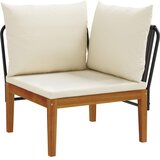  2 kom. Vrtni Lounge Set s Jastučićima Prirodna - Crna i krem bijela Kutna sofa + srednja sofa | shoptok.hr