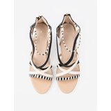 Shelvt Black and white strappy sandals | shoptok.hr