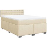 vidaXL Box spring postelja z vzmetnico krem 160x200 cm blago, (21308892) | Shoptok.si