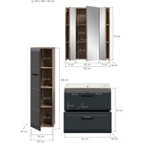 MID.YOU Koplanica Ice, Črna, Barva Hrasta, 3-Delna | Shoptok.si