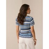 Sinsay Pamučna pletena bluza s kratkim rukavima na pruge | shoptok.hr