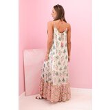 Kesi Włoski Women's dress with straps made of light viscose with a frill pink | shoptok.hr