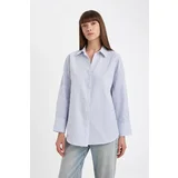 Defacto Oversize Fit Shirt Collar Oxford Long Sleeve Shirt