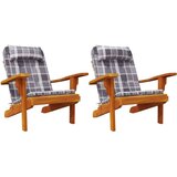 Jastuci za stolicu Adirondack 2 kom sivi karirani od tkanine | shoptok.hr