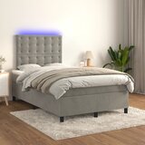The Living Store Box spring postelja z vzmetnico LED svetlo siva 120x200cm žamet - Box Spring Postelja, (21492504) Cene