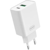 Denmen DC08 Punjač za mobilne 20W Fast 2x (USB-A + Type C) BELI
