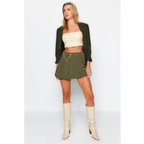 Trendyol Dark Khaki Weave Short Skirt with Chain and Pleat Detail Cijene