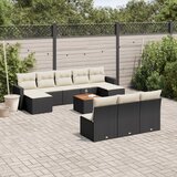 vidaXL 11-dijelni set vrtnih sofa od poliratana s jastucima crni Cijene
