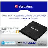 Verbatim Slimline 4K Ultra HD, USB 3.1 GEN 1 USB-C vanjski Blu-ray pisač | shoptok.hr