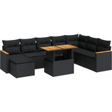  9-dijelni set vrtnih sofa s jastucima crni od poliratana bagrem | shoptok.hr