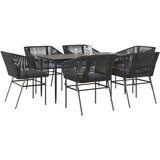  7-dijelni vrtni blagovaonski set s jastucima, crno | shoptok.hr