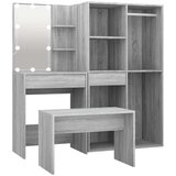  Set toaletnog stolića siva boja hrasta LED konstruirano drvo | shoptok.hr