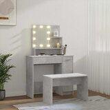  Set toaletnog stolića LED siva bojabetona od konstruiranog drva 60 x 40 x 140 cm | shoptok.hr