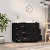  Komoda crna 100 x 40 x 75 cm od masivne borovine | shoptok.hr