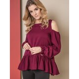 Premium Blouse ONE revealing shoulders burgundy | shoptok.hr