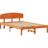  Krevetni okvir s uzglavom Ulaštena smeđa 120x190 cm Masivna borovina | shoptok.hr