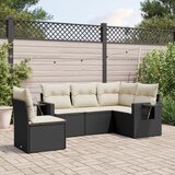 Maison Chic Seti vrtnega pohištva - Vrtna garnitura - Vrtni pohištvo set 5-delna z blazinami črn poli ratan, (21819414) | Shoptok.si