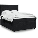 vidaXL Box spring postelja z vzmetnico črna 140x200 cm žamet | Shoptok.si