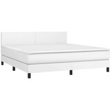  Box spring postelja z vzmetnico LED bela 180x200cm umetno usnje, (20790469) | Shoptok.si