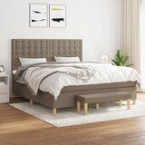  The Living Store Box spring postelja z vzmetnico taupe 160x200 cm blago - Box Spring Postelja, (21516372) Cene