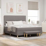 vidaXL Postelja s podlogo in vzmetnico ter klopjo Taupe 180x200 cm Tkanina, (22049260) | Shoptok.si