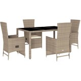  5-dijelni vrtni blagovaonski set od poliratana s jastucima bež Dužina stola 150 cm | Shoptok.si