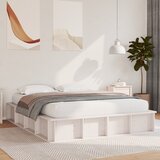 vidaXL Posteljni okvir z dvigalnim shranjevanjem Bela 160x200 cm Trdi les bor u