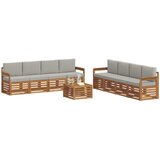  Setovi sofa 9 pcs Prirodna i svijetlo siva Čvrsto drvo akacije | Eponuda.com