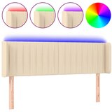 Maison Chic led posteljno vzglavje - vzglavna omarica - nočna omarica krem 147x16x78/88 cm blago, (21706678) | Shoptok.si