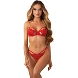 Matildea 2-pcs Crotchless Set Red S/M