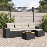  6-dijelni set vrtnih sofa s jastucima crni od poliratana | shoptok.hr