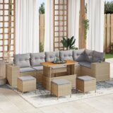  10-dijelni vrtni sofa set s jastučićima Bež Poliratan Acacia | shoptok.hr