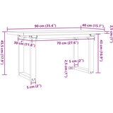  Stolić za kavu O-oblika 90x40x45,5 cm od borovine i čelik | shoptok.hr