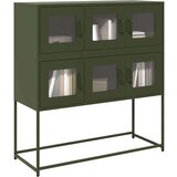 vidaXL Komoda olivno zelena 100,5x39x107 cm hladno valjano jeklo | Shoptok.si