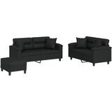 Maison Chic Sedežna garnitura - kavč z vzglavniki 3-delna črno umetno usnje, (21728782) | Shoptok.si