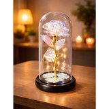  Vječna ruža u kristalnoj kupoli od stakla, šarena LED rasvjeta, 21x11cm | shoptok.hr